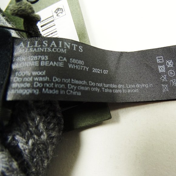 ALL SAINTS Gray Marl Wool Rib Skull Cap Hat One Size - Picture 7 of 7